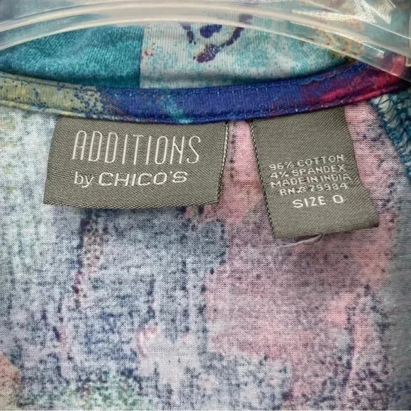 Additions by Chicos Women’s Lightweight Jacket 0 Blue Patterned Zip Up Hooded - Picture 6 of 12